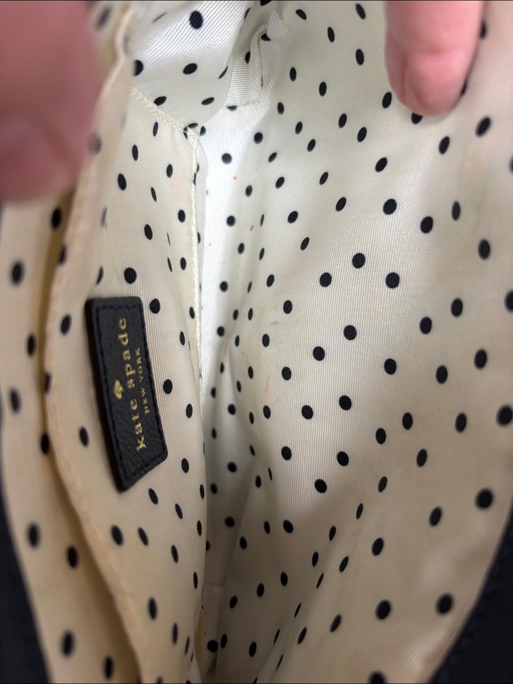 Kate Spade Primrose Hill Little Kaelin Bow Navy leather purse bag crossbody. - Picture 9 of 16